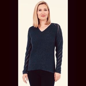 🌟 Denim Mix Knit V-Neck Sweater